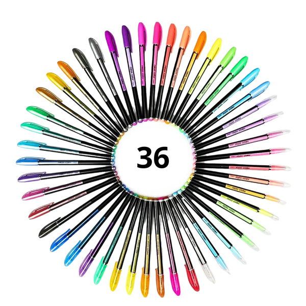 Pack 36 Lápices Tinta Gel Colores Neón 1.0mm