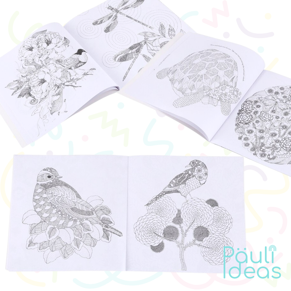 Set Mándalas 96 Dibujo + 12 Lápices Punta Pincel/tiralínea