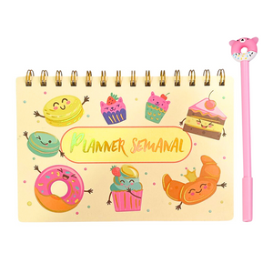 Planner Semanal Diseños Kawaii 50 Hojas + Lápiz Pasta Kawaii