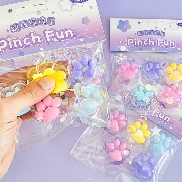 Mini Squishy Pegajosa Patita De Gato Antiestrés Pack De 5