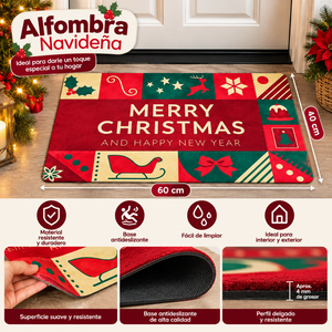 Alfombra Navideña Antideslizante 60x40cm Para Entrada