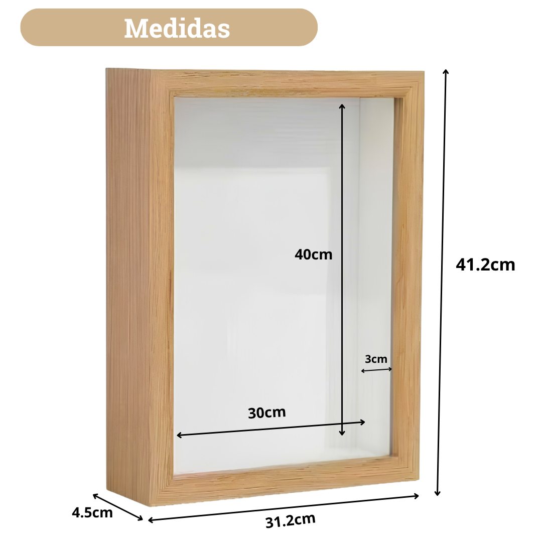 Marco Shadow Box Para Foto 30x40 Cm Profundidad 3 Cm Madera