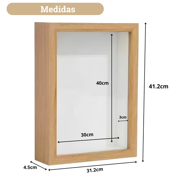 Marco Shadow Box Para Foto 30x40 Cm Profundidad 3 Cm Madera
