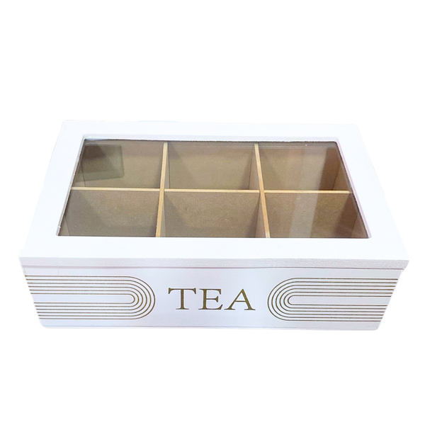 Caja Organizadora De Madera Para Té Con 6 Compartimientos