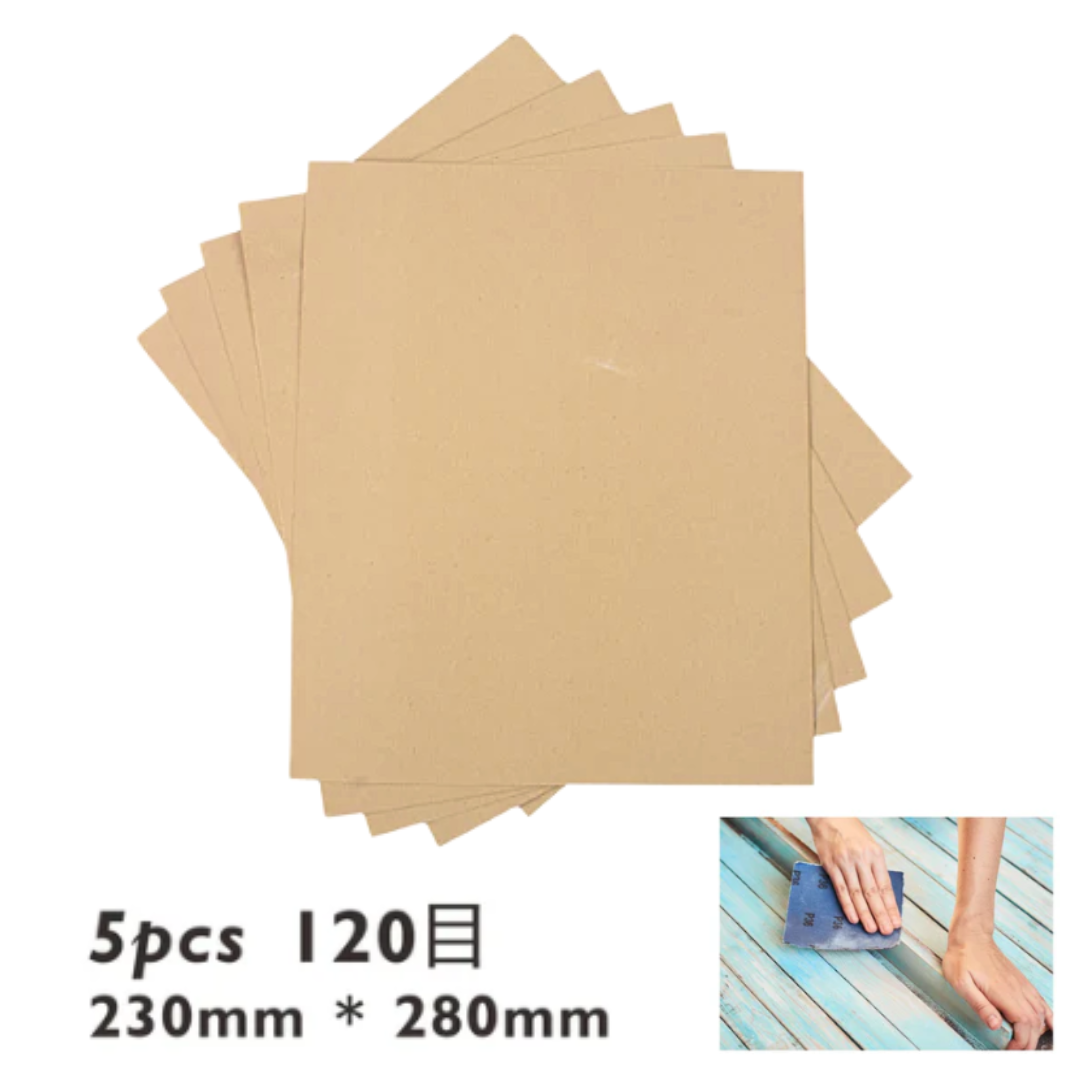 Papel De Lija Para Madera Grano Fino 23x28 Cm Pack De 5