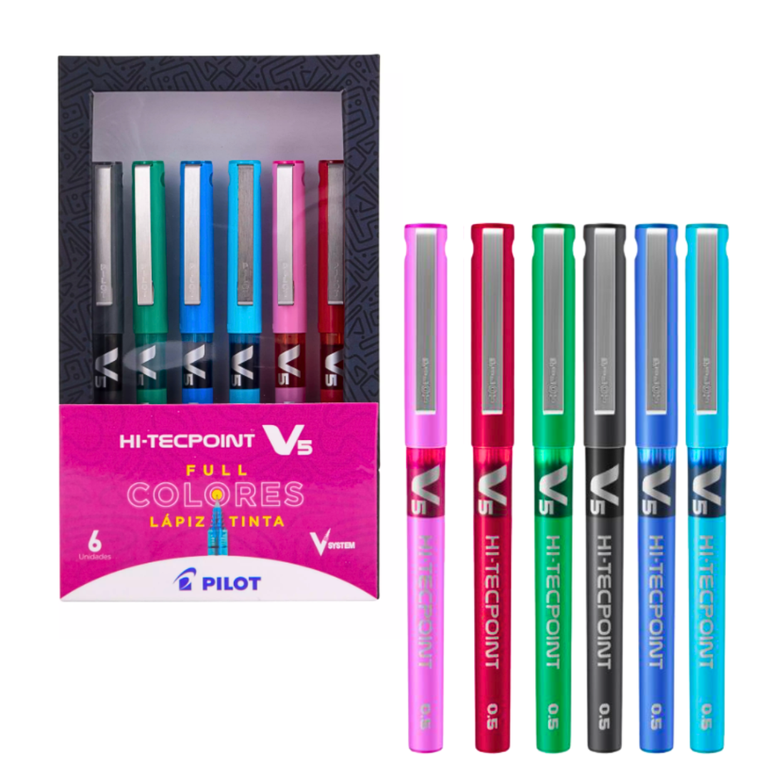 Lápices Tinta Pilot Hi-tecpoint V5 0.5 Mm Full Colores Set 6