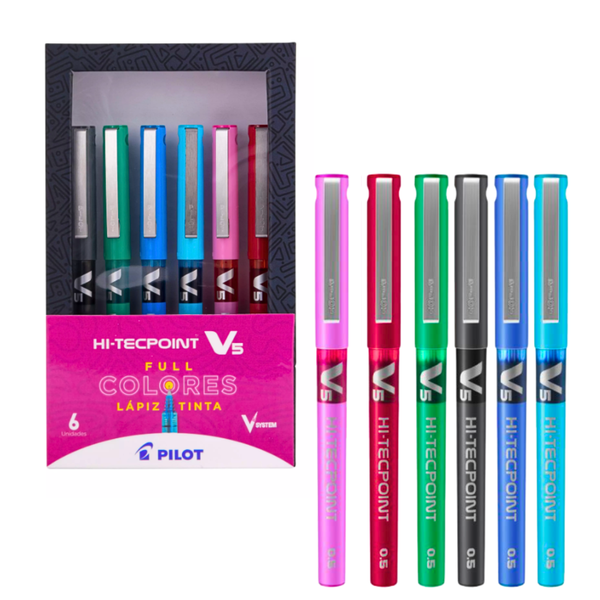 Lápices Tinta Pilot Hi-tecpoint V5 0.5 Mm Full Colores Set 6