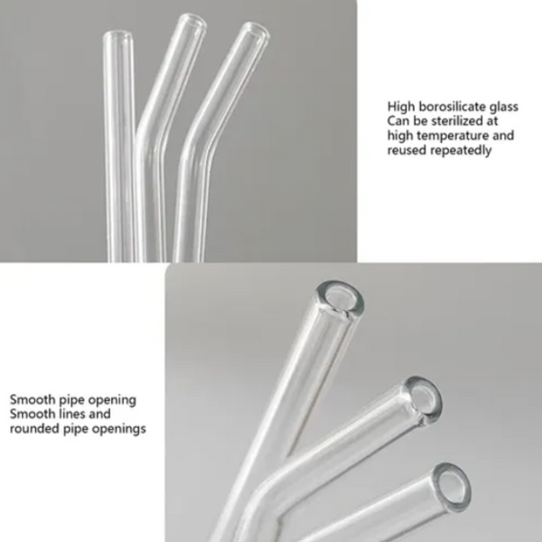 Set De 4 Bombillas Pajillas De Vidrio + 1 Cepillo