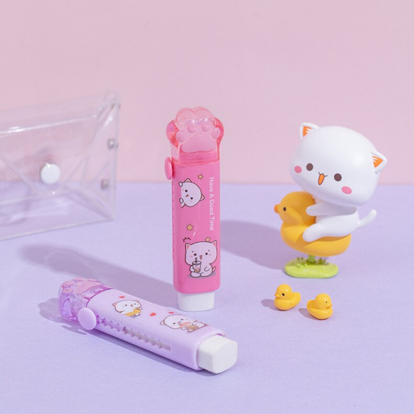 Set de Gomas de Borrar Retráctil Garrita Kawaii