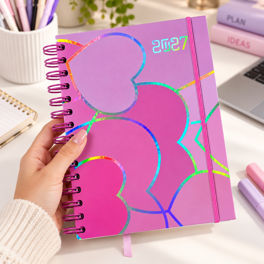 Agenda 2027 A5 Anillada Tapa Dura Planificador Diario Kawaii