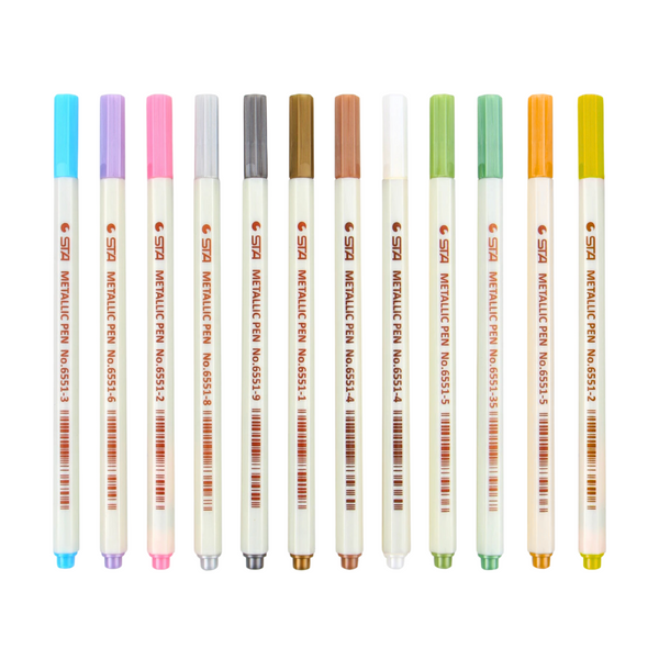 Croquera Hojas Negras + 12 Lápices Metalizados Kawaii