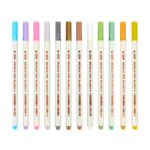 Croquera Hojas Negras + 12 Lápices Metalizados Kawaii