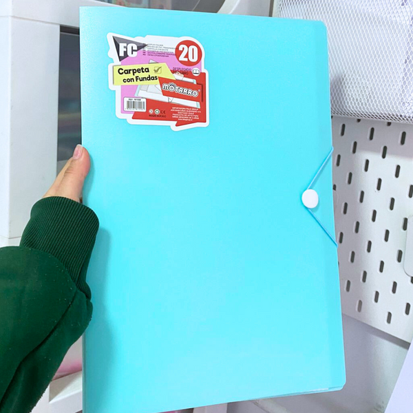 Carpeta Archivadora Tamaño Oficio Con 20 Fundas Transparente