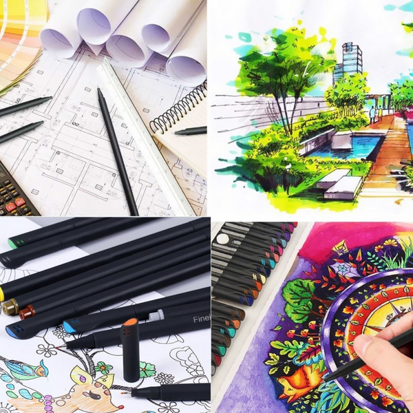 Mandalas 18 X18cm Para Colorear + Lápices Tiralínea 24 Color