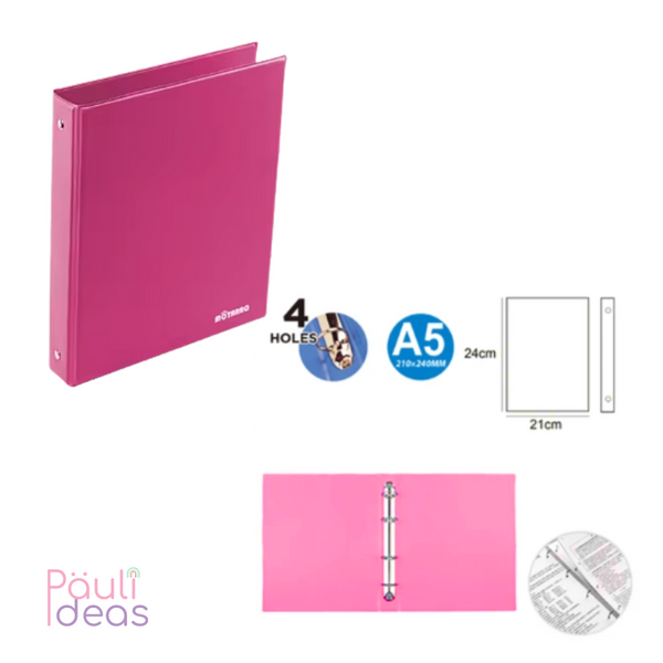 Archivador A5 De Pvc Con 4 Anillos Carpeta Organizadora