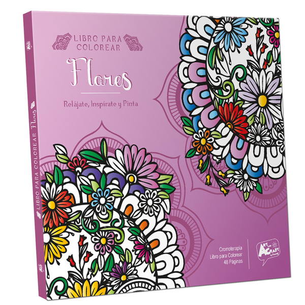 Libro Mandala Flores  + 12 Plumones Doble Punta Fina/gruesa