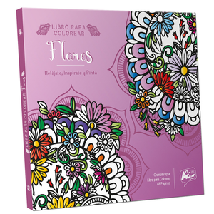 Libro Mandala Flores  + 12 Plumones Doble Punta Fina/gruesa