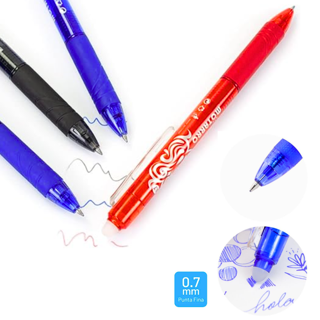 Lápices Borrables Tinta Gel Azul, Negro Y Rojo Set De 4