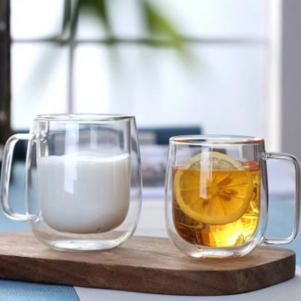 Set 2 Taza De Doble Cubierta De Vidrio 250ml Mug