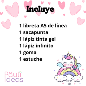 Set De Papelería Kawaii Tierna Unicornio