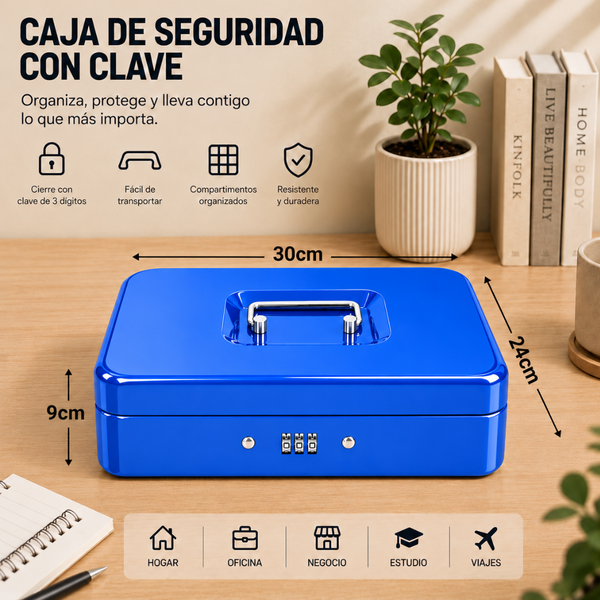 Caja Fuerte Dinero Metálica 30cm X 24cm Combinación Clave