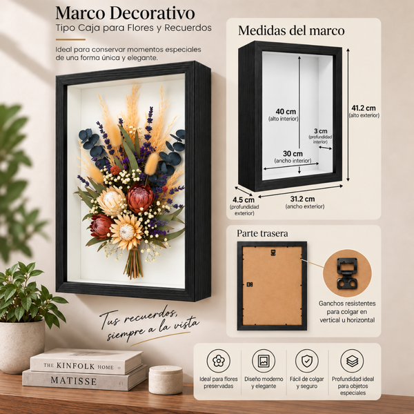 Marco Shadow Box Para Foto 30x40 Cm Profundidad 3 Cm Madera
