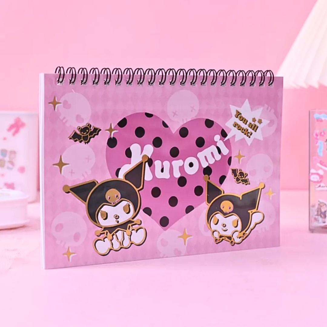 Libreta 430 Stickers De Kuromi / Hello Kitty