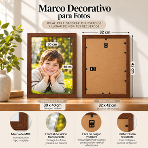 Marco Para Fotos 30x40 Cm Cuadro Portarretrato Decorativo Pared