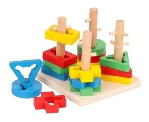 Juguete madera encaje figuras geometricas Montessori