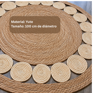 Alfombra De Yute Redonda 100 Cm Fibra Natural