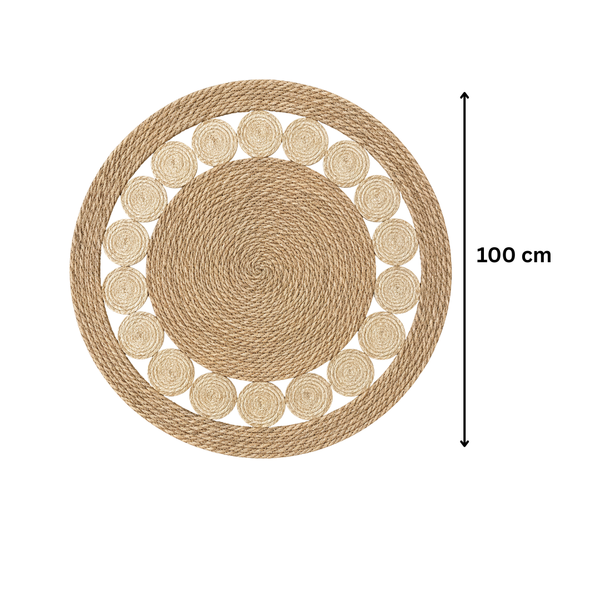 Alfombra De Yute Redonda 100 Cm Fibra Natural