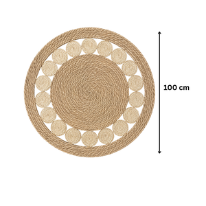 Alfombra De Yute Redonda 100 Cm Fibra Natural