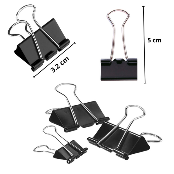 Sujetapapeles Metálicos Binder Clips Color Negro Pack 24