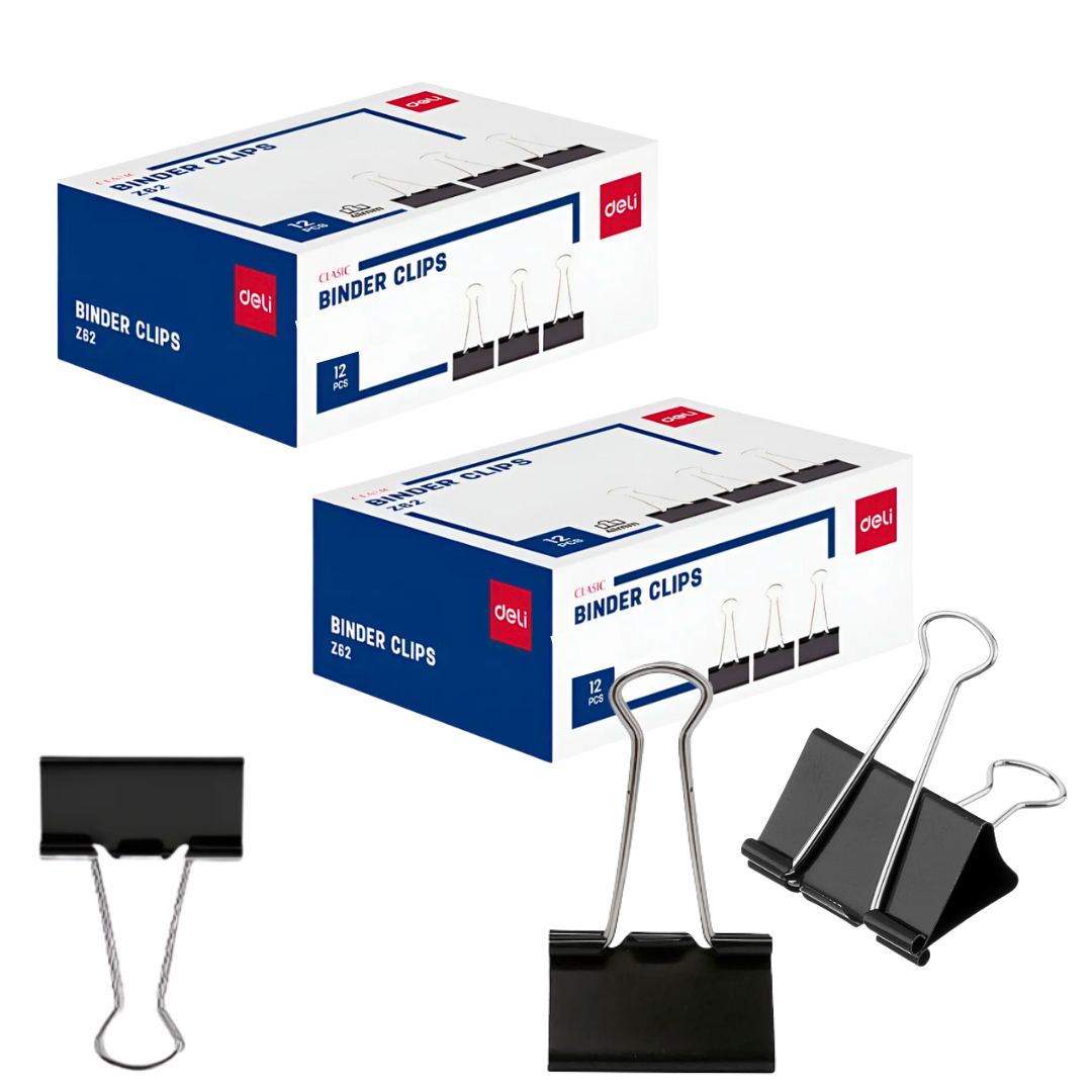 Sujetapapeles Metálicos Binder Clips Color Negro Pack 24