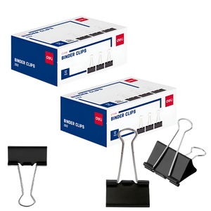 Sujetapapeles Metálicos Binder Clips Color Negro Pack 24
