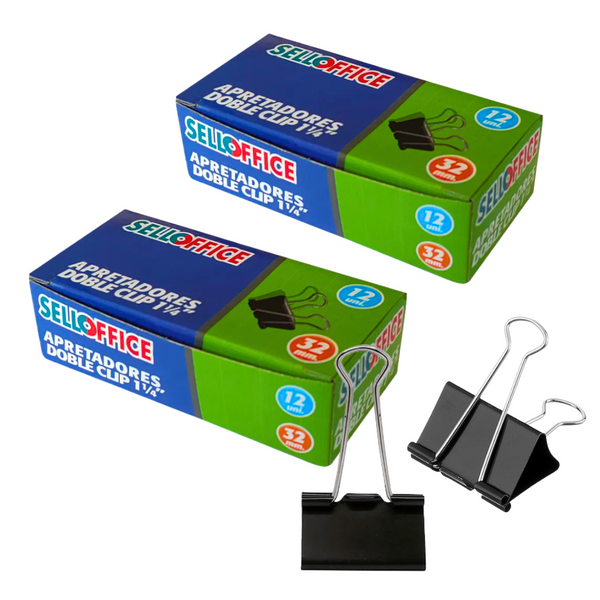 Sujetapapeles Metálicos Binder Clips Color Negro Pack 24