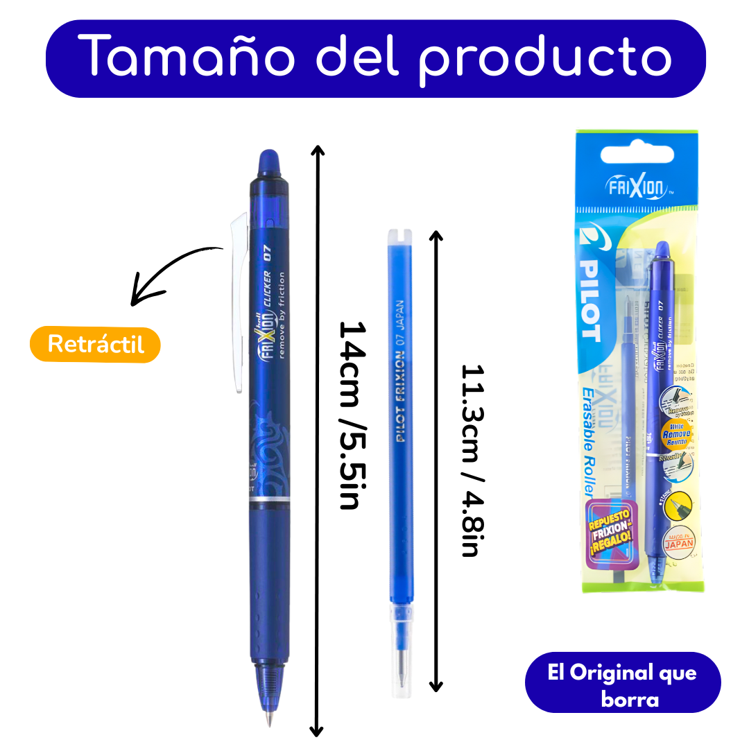 Lápiz Gel Borrable Pilot Frixion Clicker 0.7 Mm + Repuesto