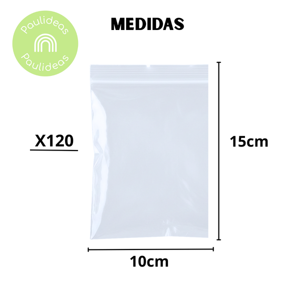 Pack 120 Bolsas Plásticas Zipper 10x15cm Cierre Hermético