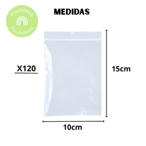 Pack 120 Bolsas Plásticas Zipper 10x15cm Cierre Hermético