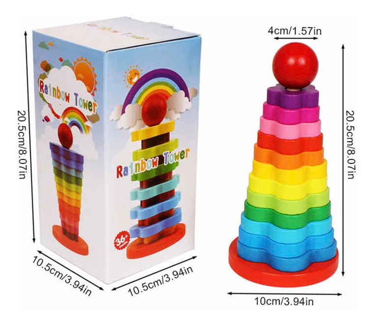 Juguete Apilable Arcoiris De Madera Encaje