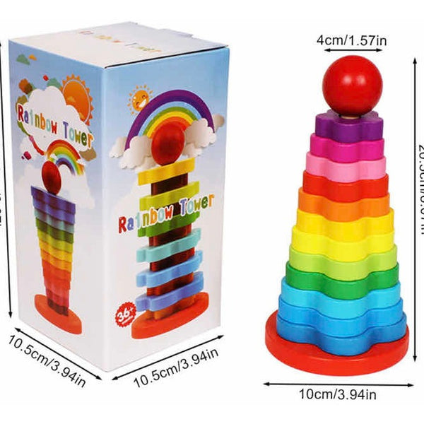 Juguete Apilable Arcoiris De Madera Encaje