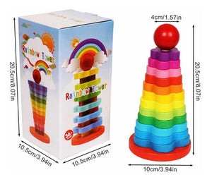 Juguete Apilable Arcoiris De Madera Encaje