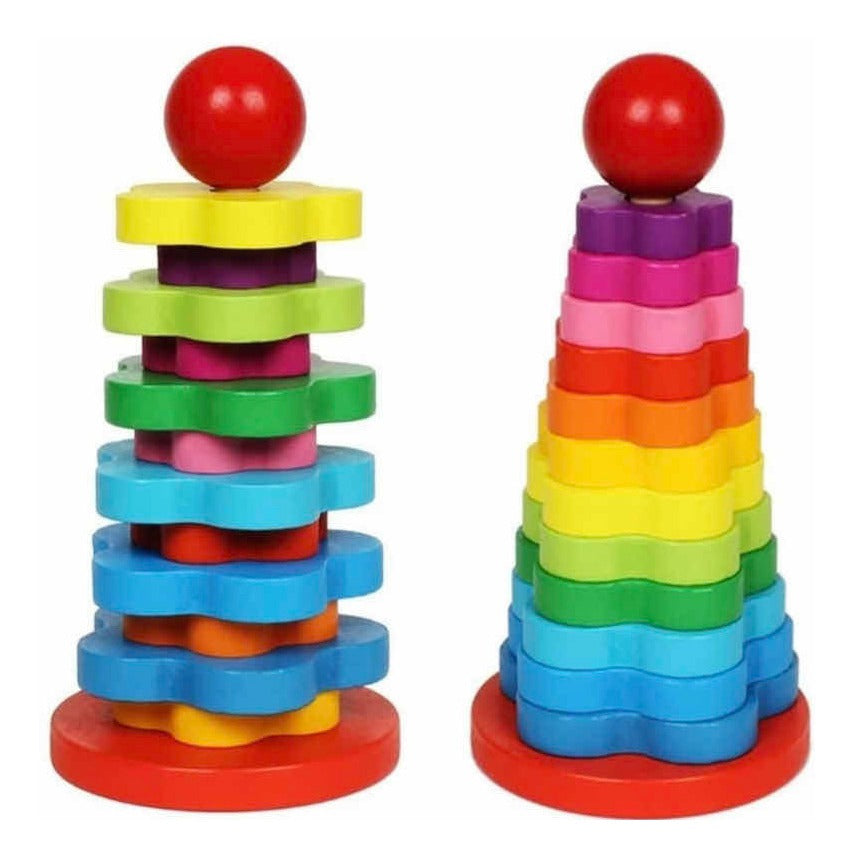 Juguete Apilable Arcoiris De Madera Encaje