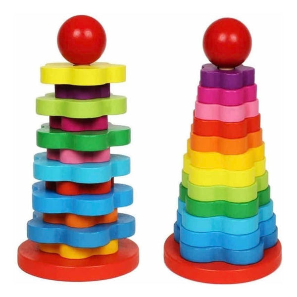 Juguete Apilable Arcoiris De Madera Encaje