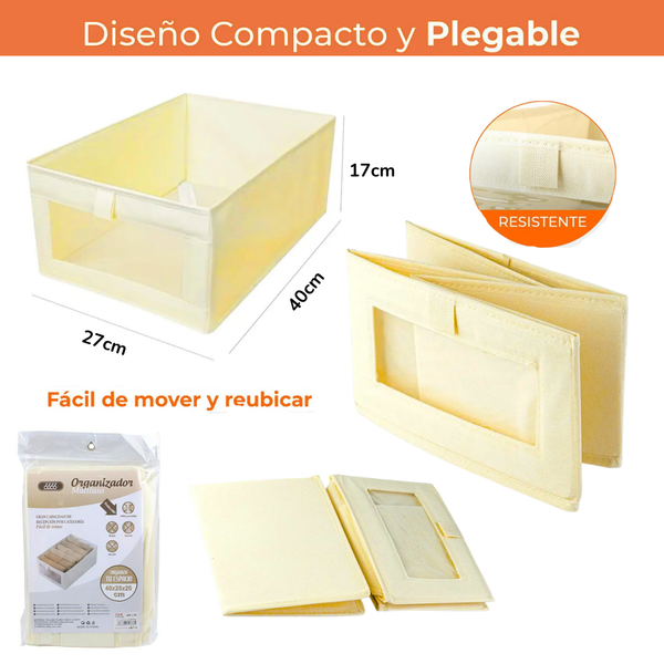 Caja De Almacenamiento De Tela Con Ventana 40x27x17cm