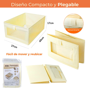 Caja De Almacenamiento De Tela Con Ventana 40x27x17cm