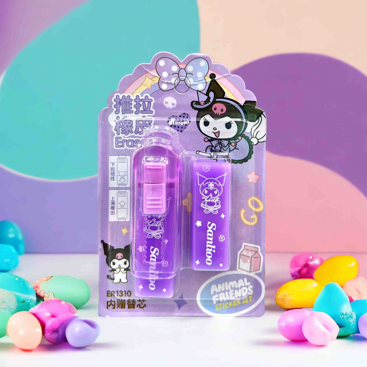 Goma de Borrar Retráctiles Con Repuesto De Kuromi o My Melody