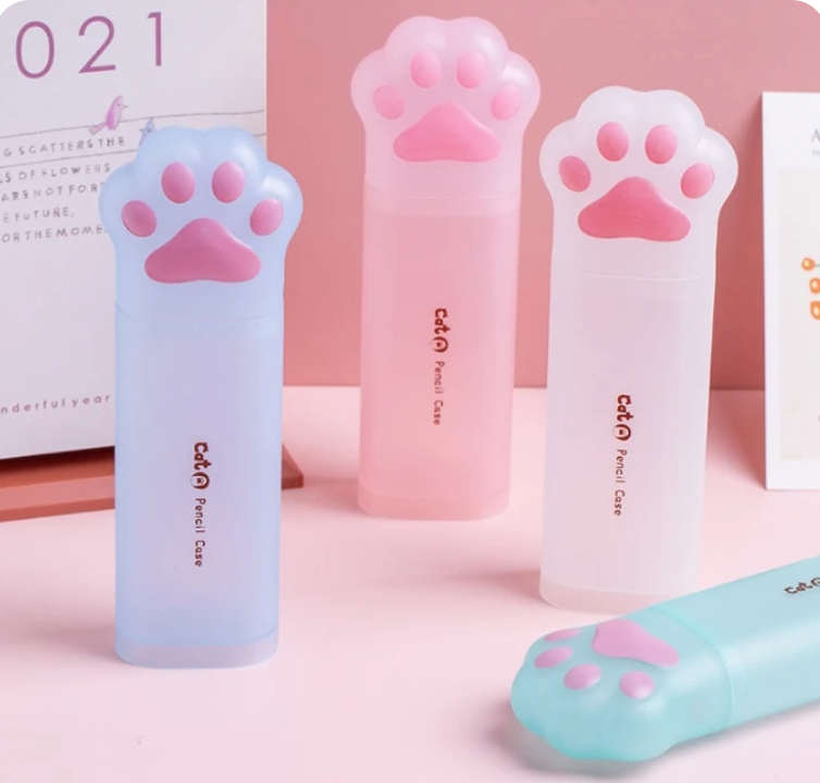 Estuche Plástico Pata de Gato Kawaii