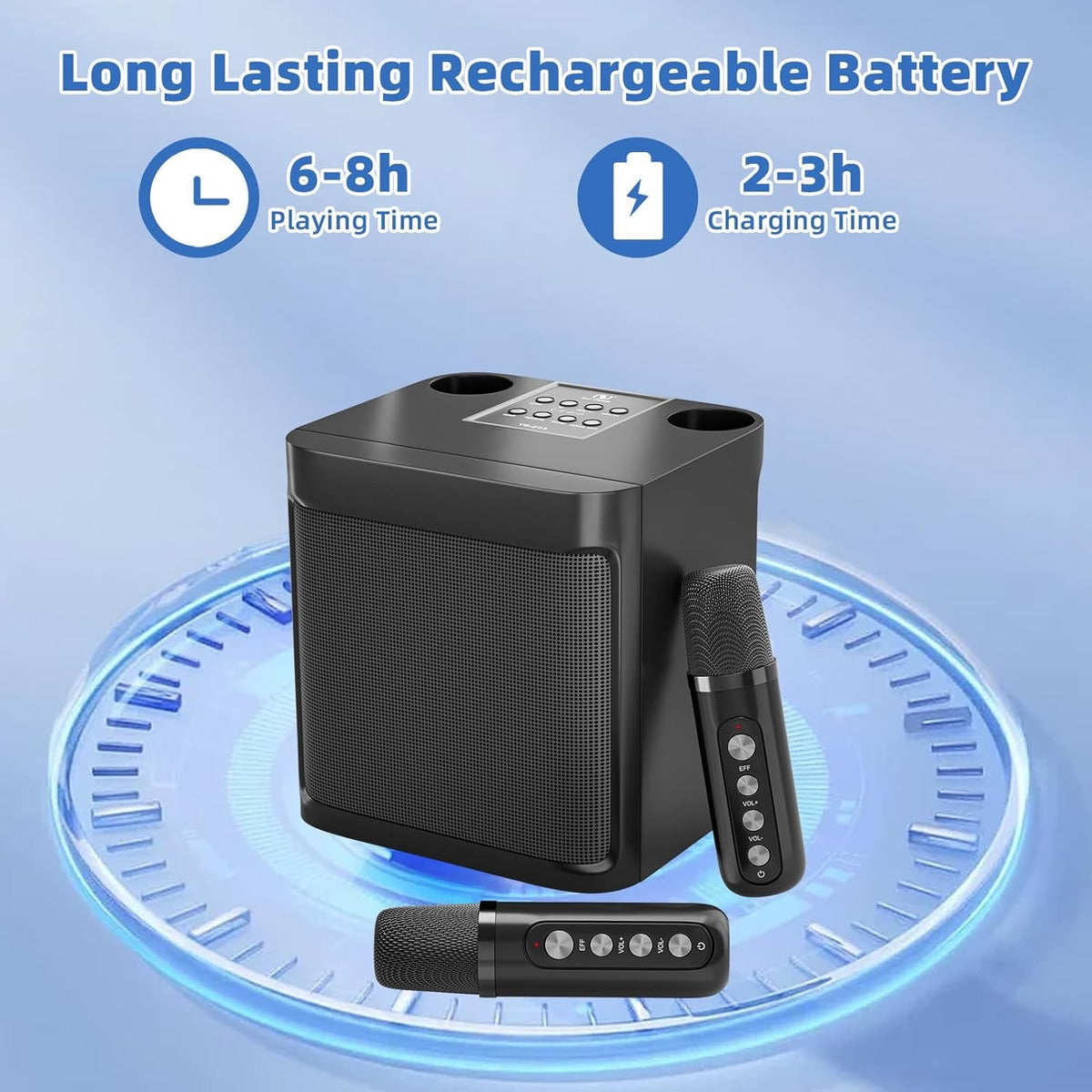 Parlante Bluetooth Karaoke Portátil Screamer Dos Micrófonos