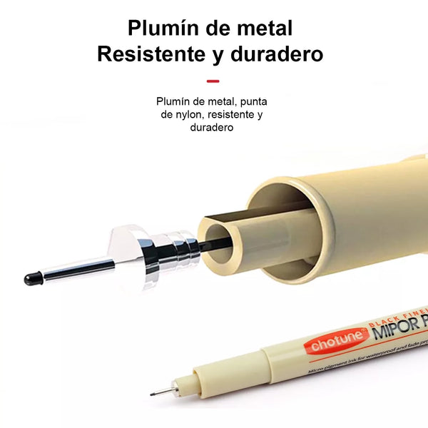 Set de 12 Lápices Tiralíneas Fineliner Negros